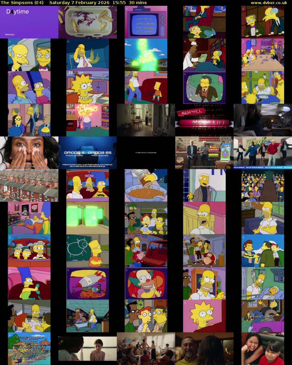 The Simpsons (E4) Saturday 7 February 2026 15:55 - 16:25