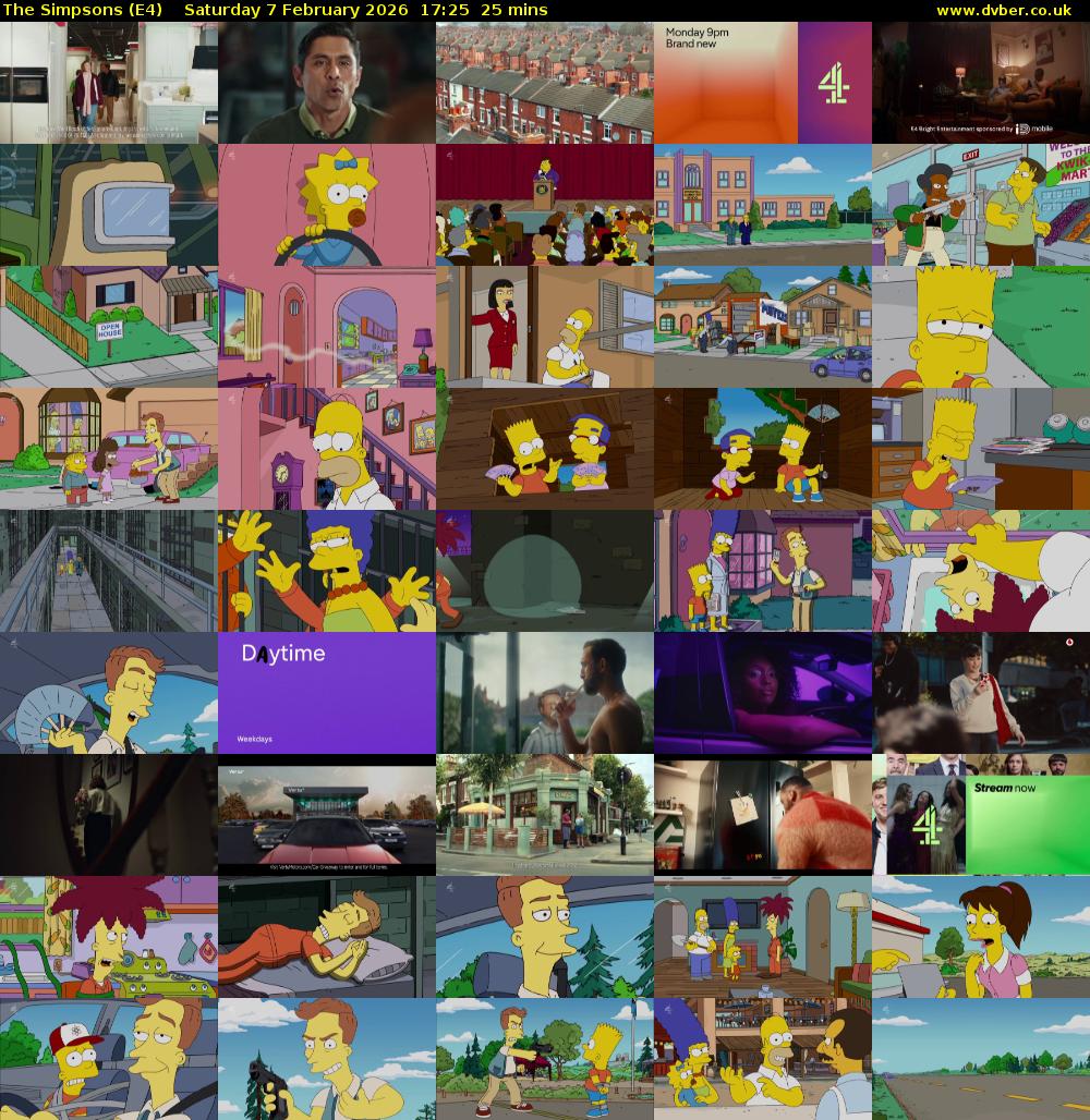 The Simpsons (E4) Saturday 7 February 2026 17:25 - 17:50