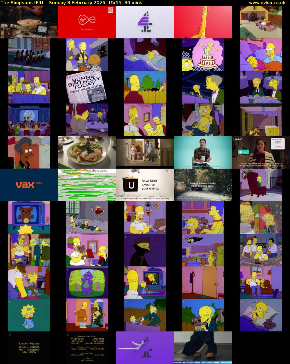 The Simpsons (E4) Sunday 8 February 2026 15:55 - 16:25