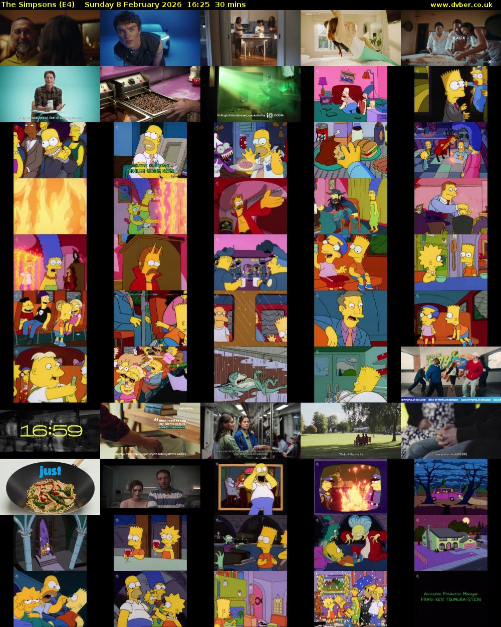 The Simpsons (E4) Sunday 8 February 2026 16:25 - 16:55