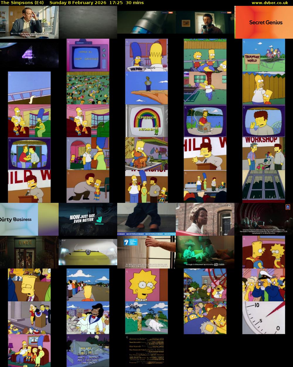 The Simpsons (E4) Sunday 8 February 2026 17:25 - 17:55