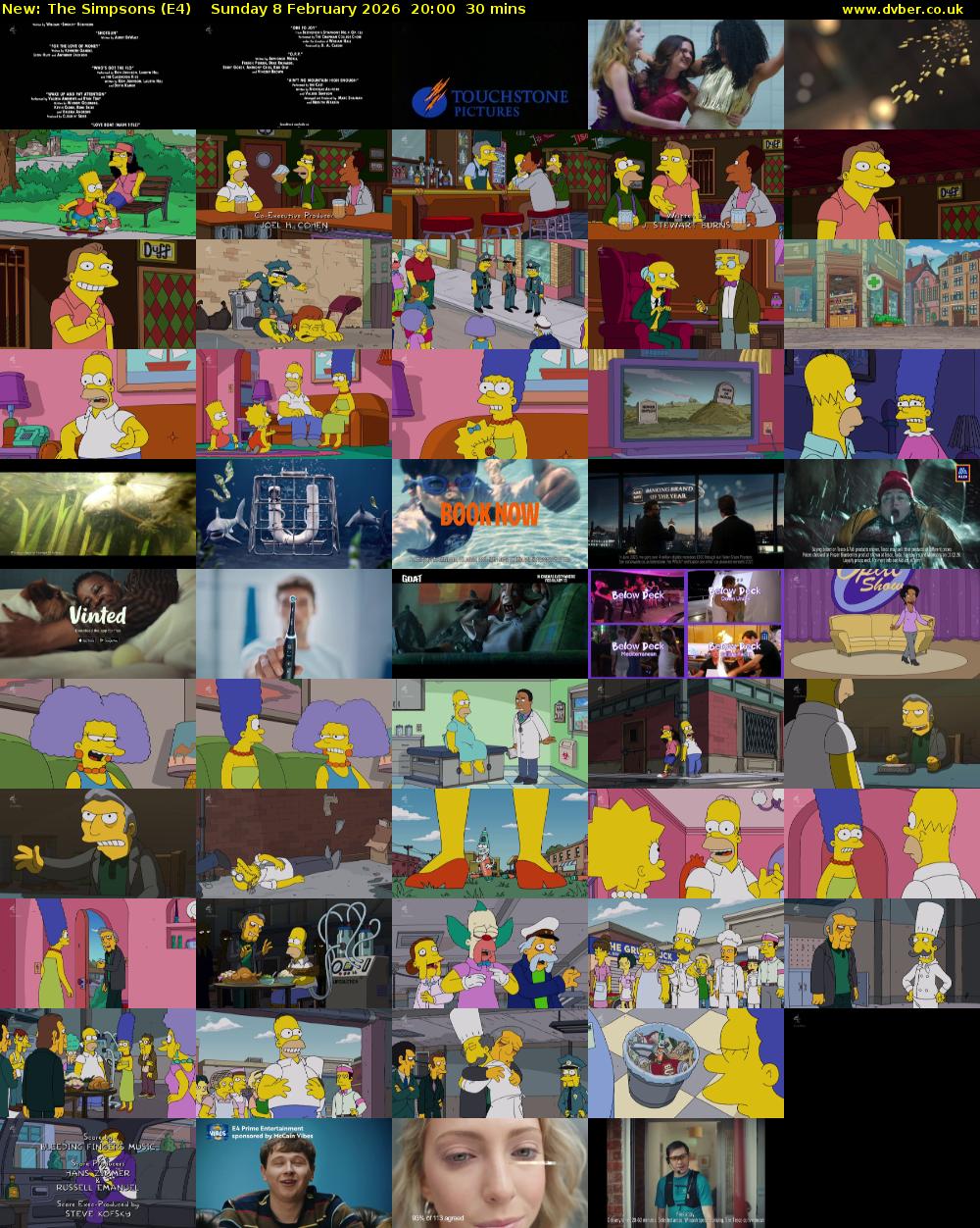 The Simpsons (E4) Sunday 8 February 2026 20:00 - 20:30