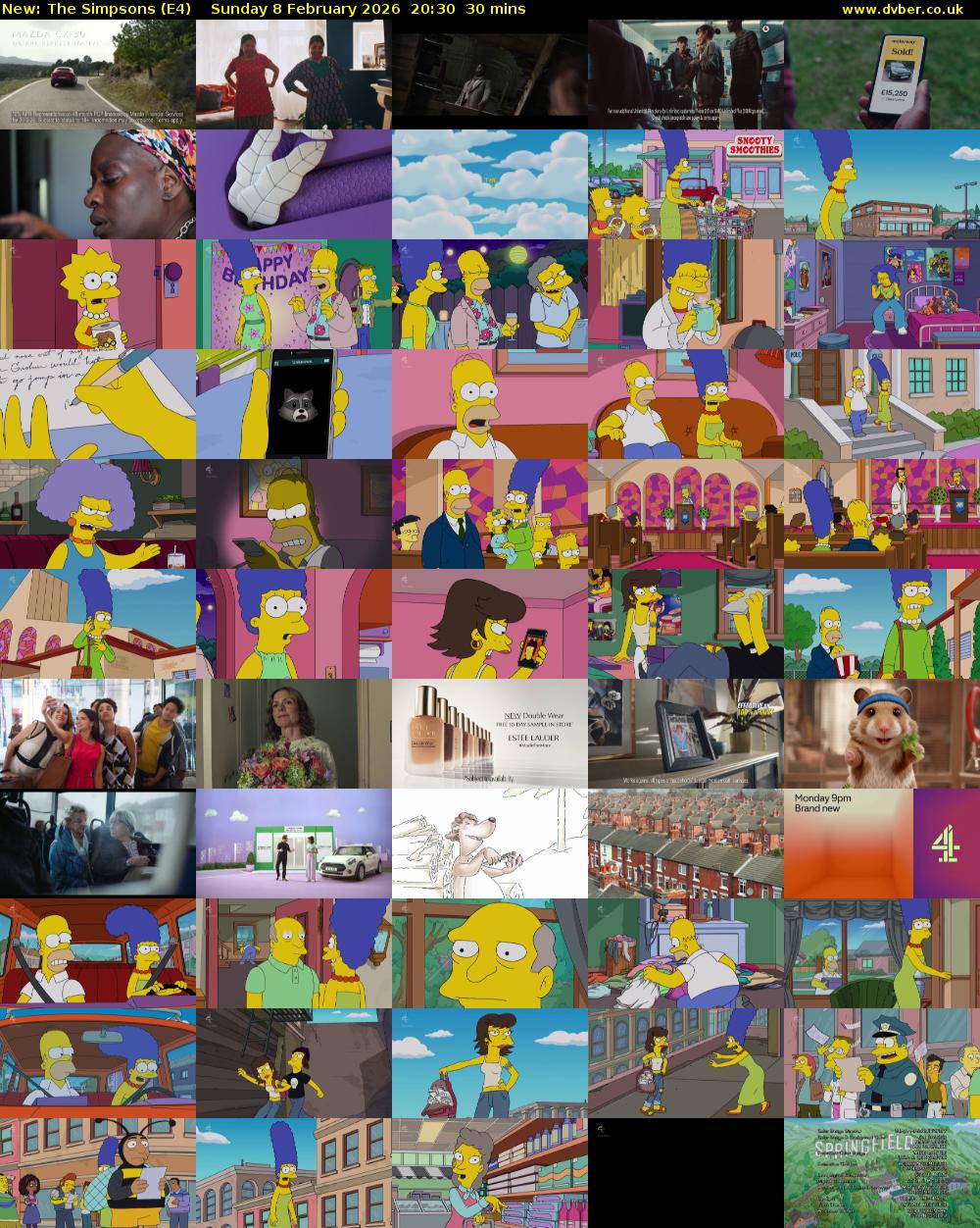 The Simpsons (E4) Sunday 8 February 2026 20:30 - 21:00