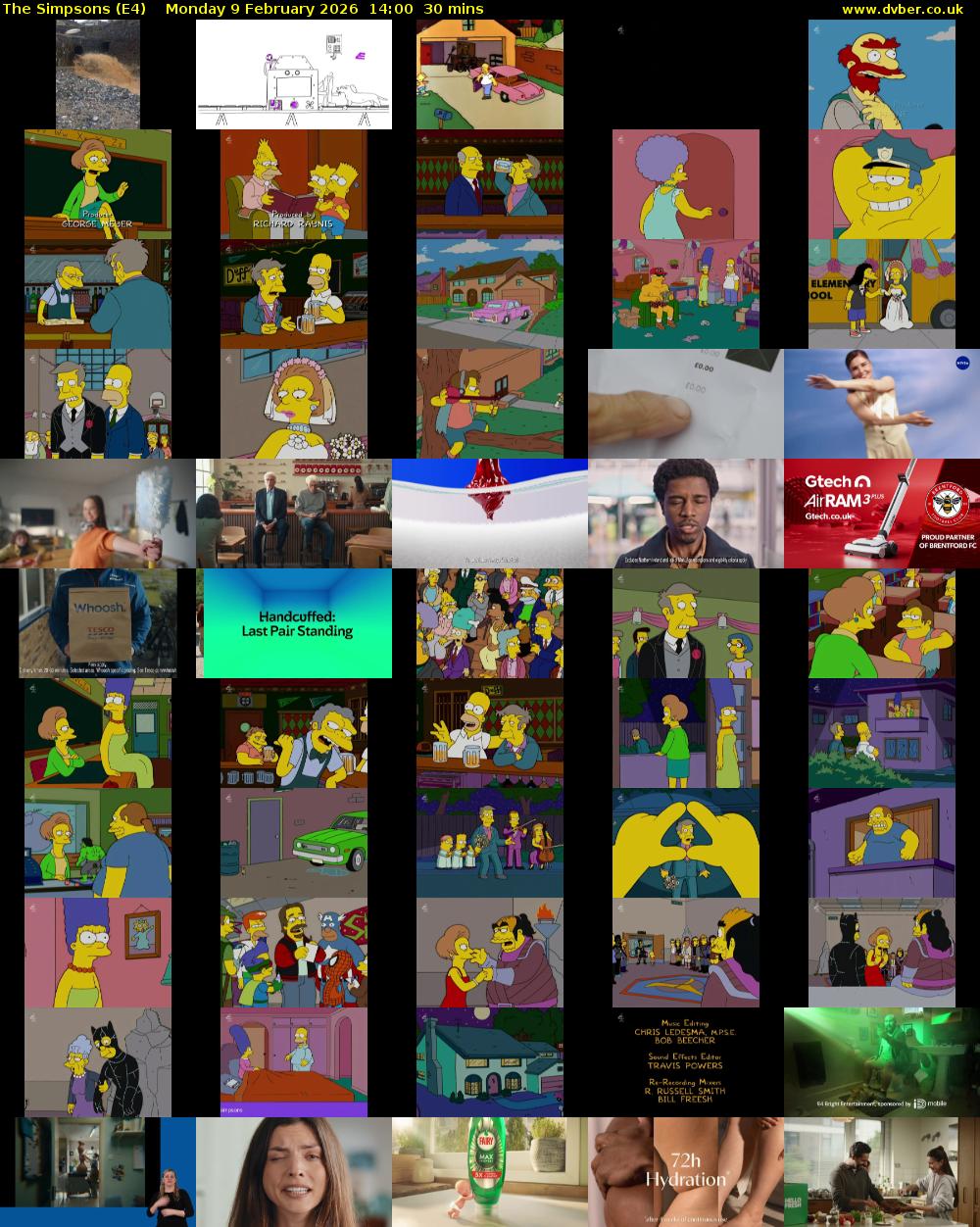 The Simpsons (E4) Monday 9 February 2026 14:00 - 14:30