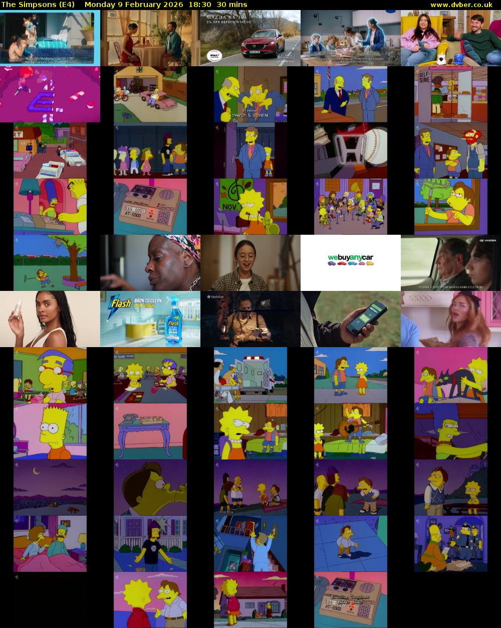 The Simpsons (E4) Monday 9 February 2026 18:30 - 19:00