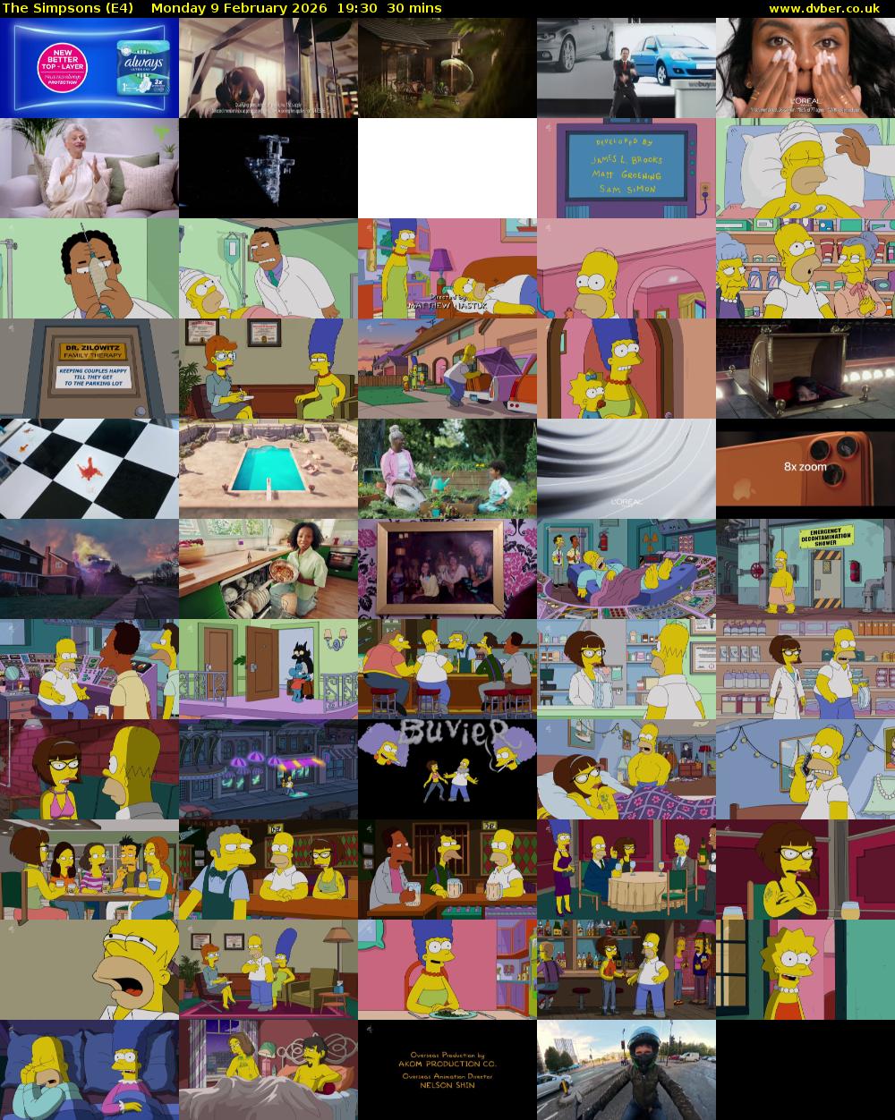 The Simpsons (E4) Monday 9 February 2026 19:30 - 20:00