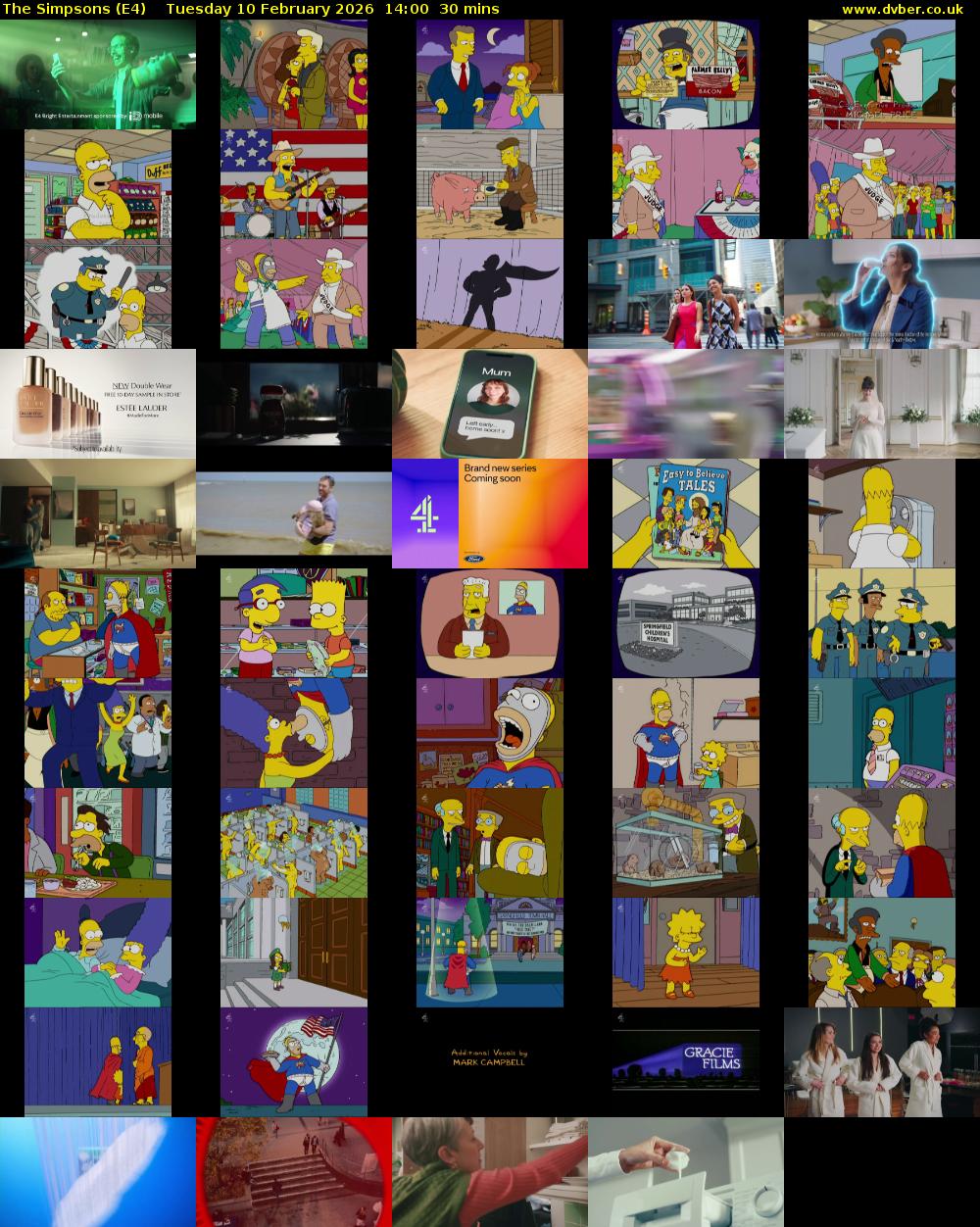 The Simpsons (E4) Tuesday 10 February 2026 14:00 - 14:30
