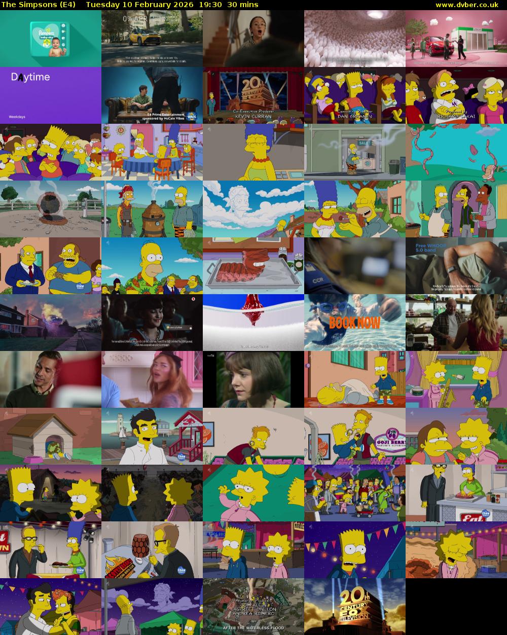 The Simpsons (E4) Tuesday 10 February 2026 19:30 - 20:00
