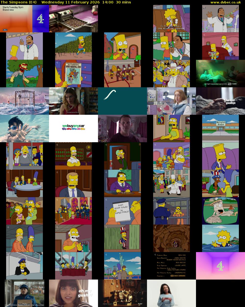 The Simpsons (E4) Wednesday 11 February 2026 14:00 - 14:30