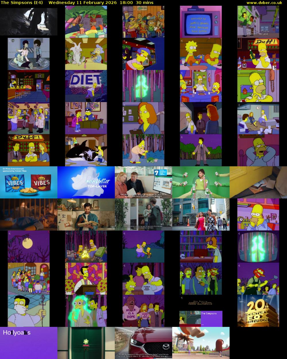 The Simpsons (E4) Wednesday 11 February 2026 18:00 - 18:30