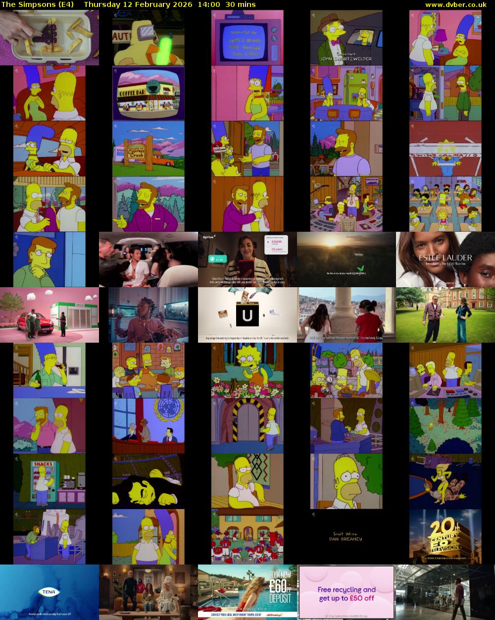The Simpsons (E4) Thursday 12 February 2026 14:00 - 14:30