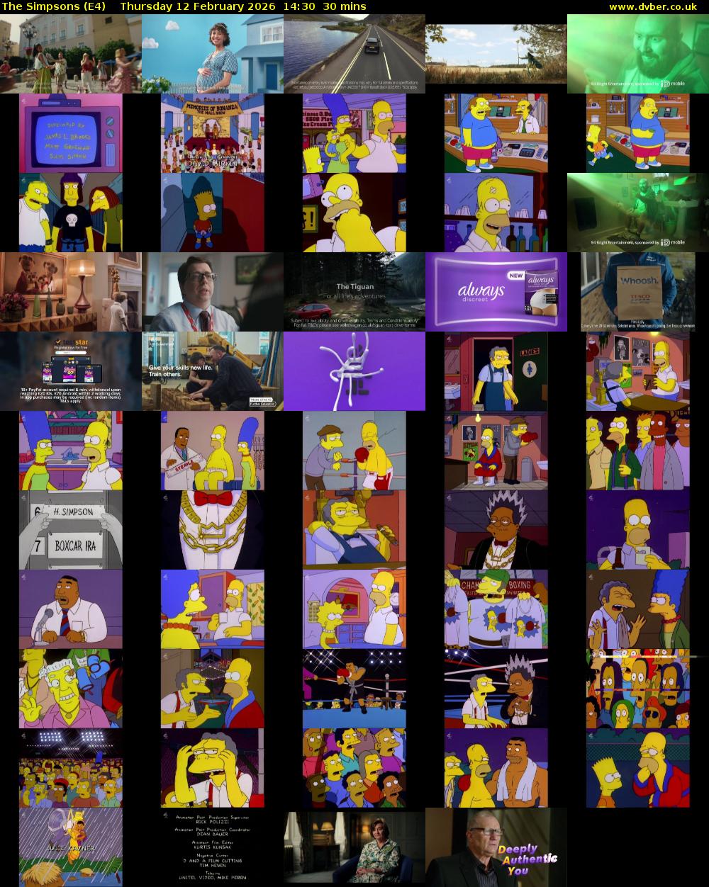 The Simpsons (E4) Thursday 12 February 2026 14:30 - 15:00