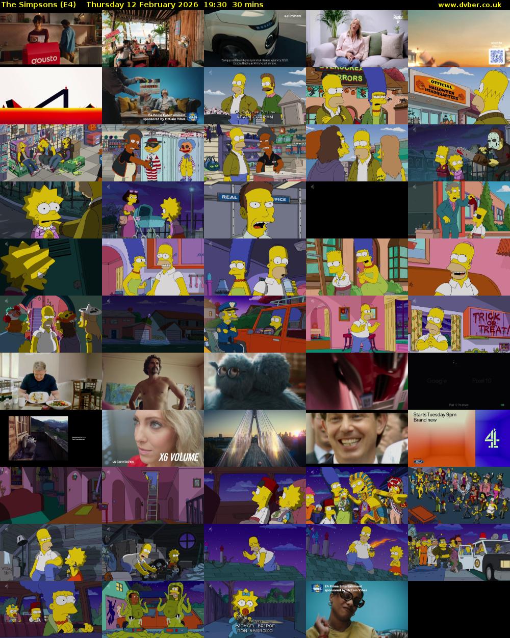 The Simpsons (E4) Thursday 12 February 2026 19:30 - 20:00
