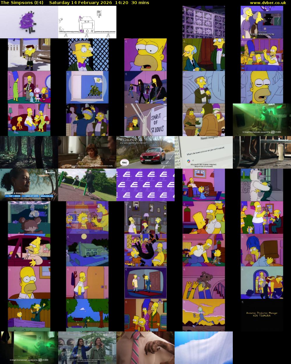 The Simpsons (E4) Saturday 14 February 2026 14:20 - 14:50
