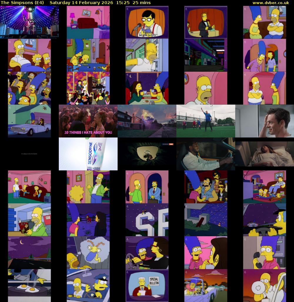 The Simpsons (E4) Saturday 14 February 2026 15:25 - 15:50