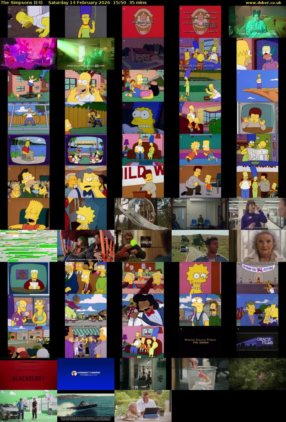 The Simpsons (E4) Saturday 14 February 2026 15:50 - 16:25