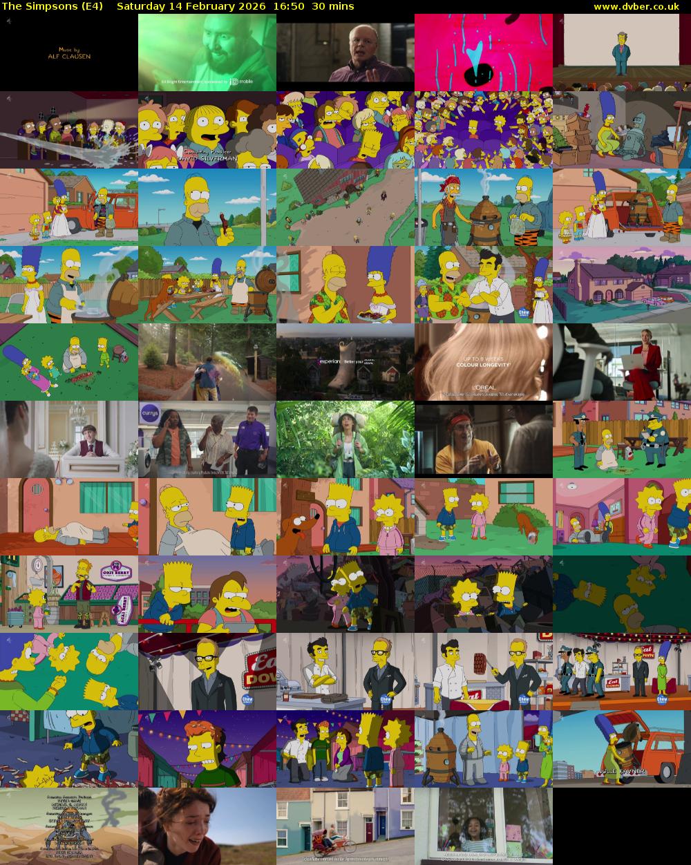 The Simpsons (E4) Saturday 14 February 2026 16:50 - 17:20