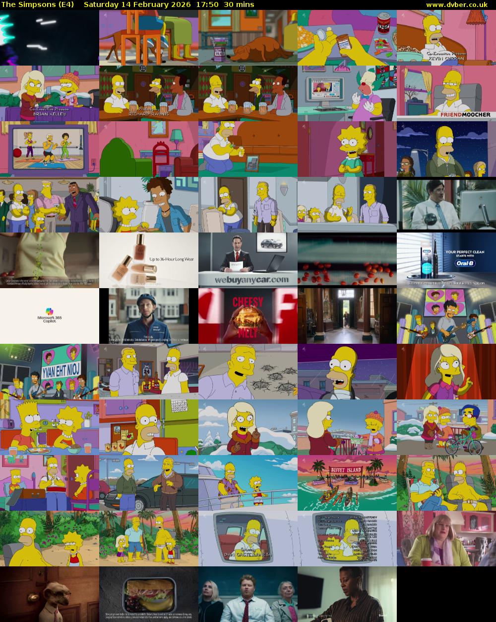 The Simpsons (E4) Saturday 14 February 2026 17:50 - 18:20