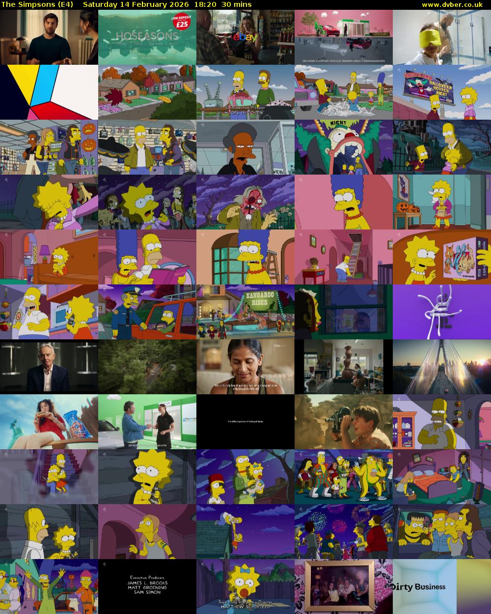 The Simpsons (E4) Saturday 14 February 2026 18:20 - 18:50