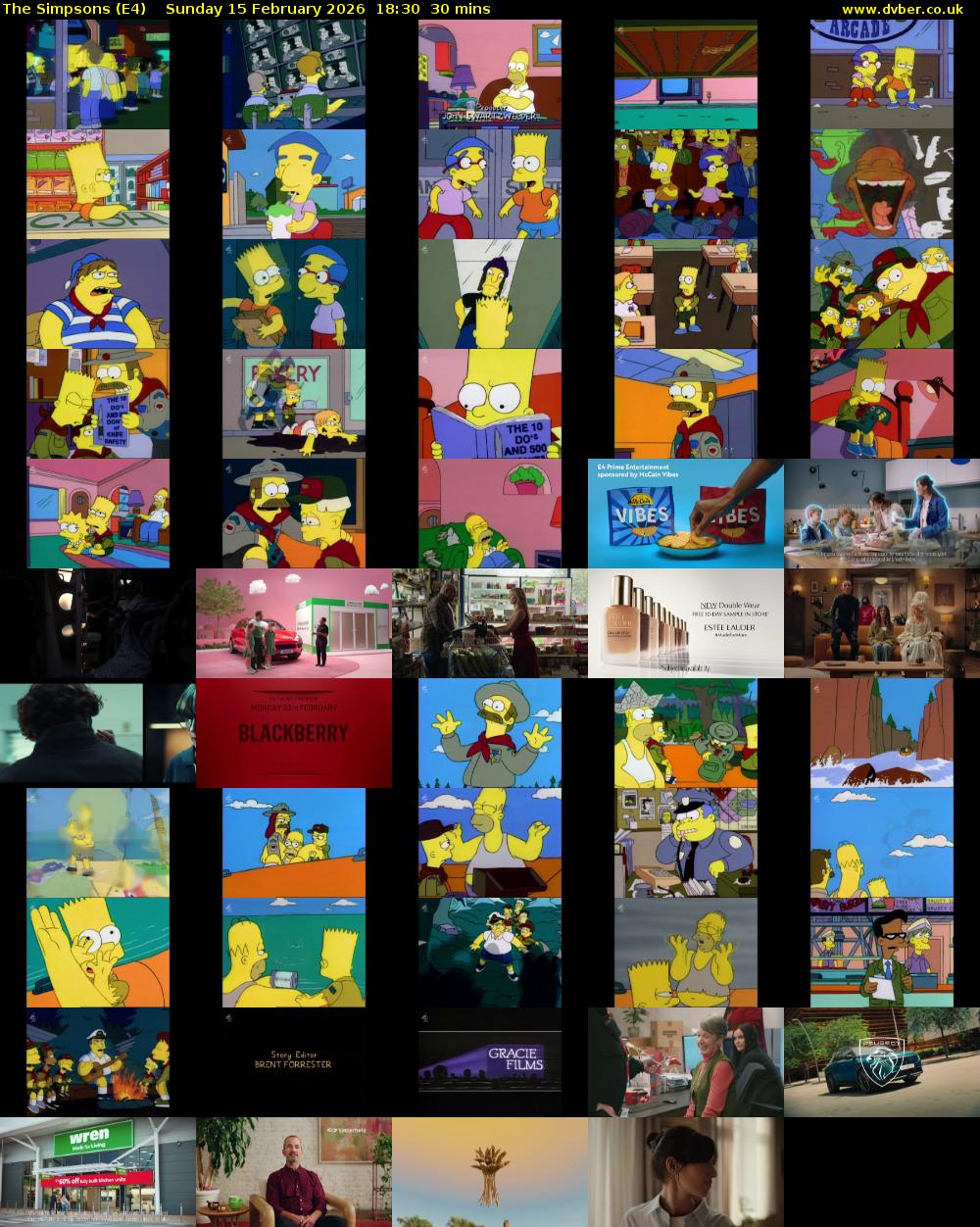 The Simpsons (E4) Sunday 15 February 2026 18:30 - 19:00