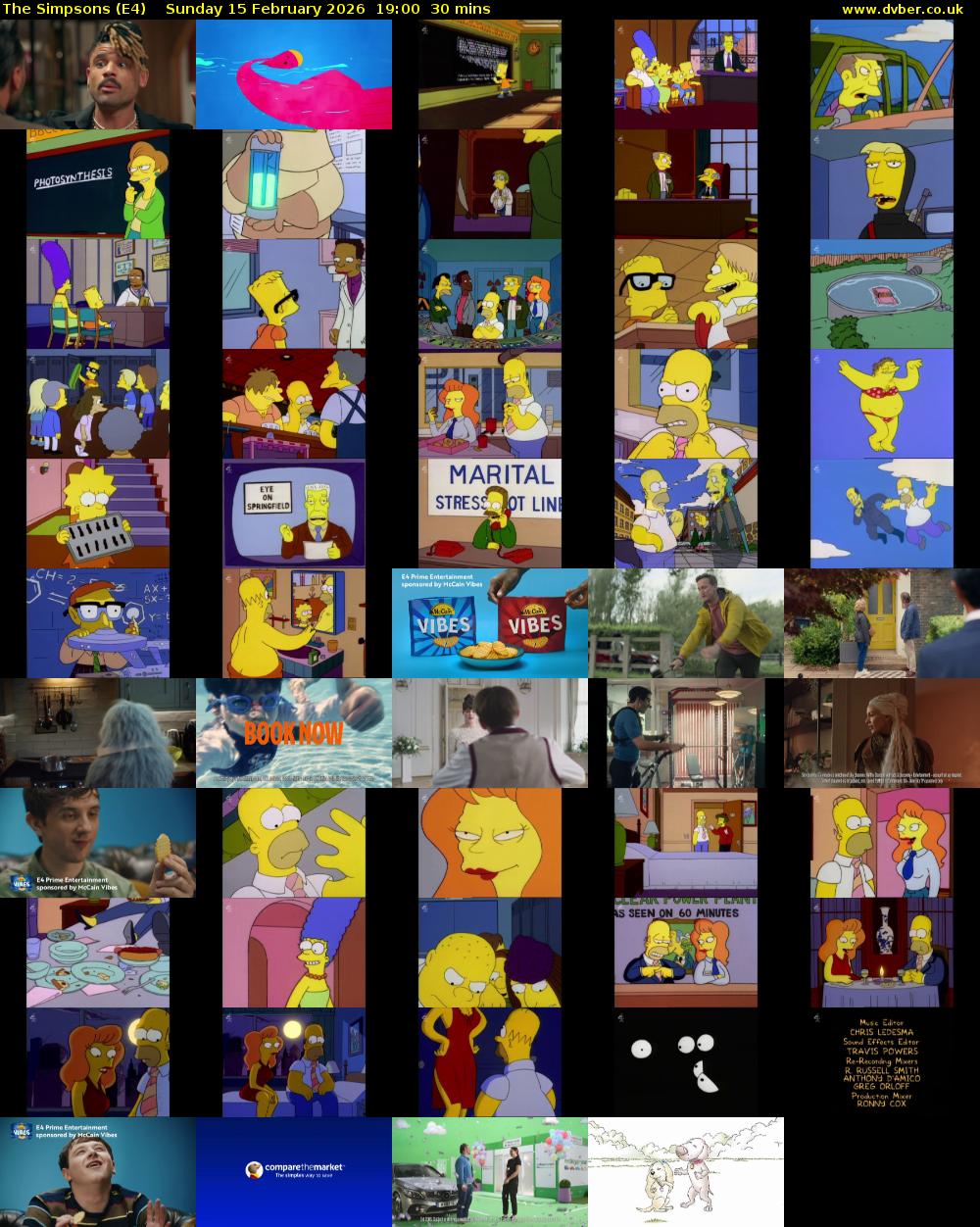 The Simpsons (E4) Sunday 15 February 2026 19:00 - 19:30