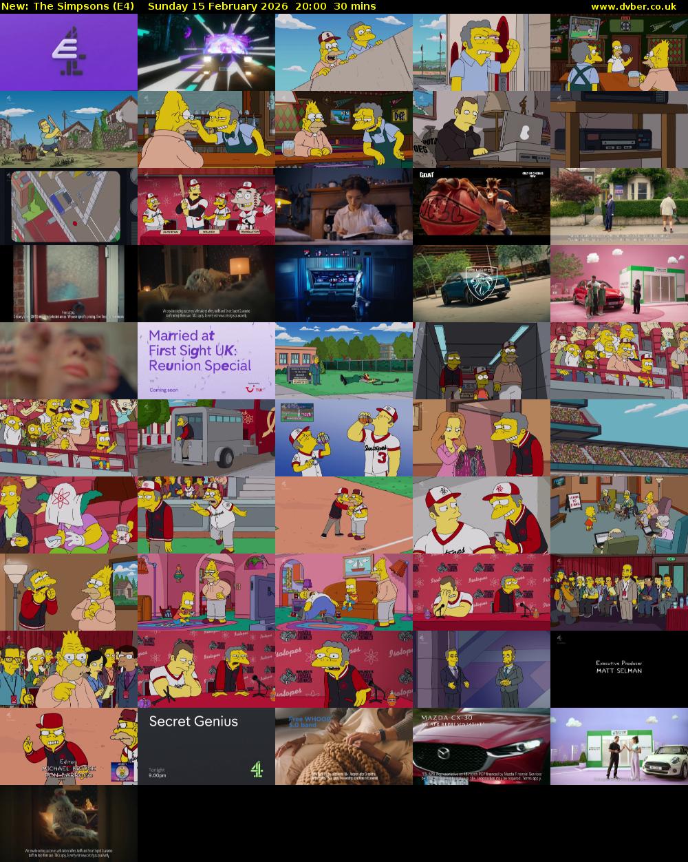 The Simpsons (E4) Sunday 15 February 2026 20:00 - 20:30