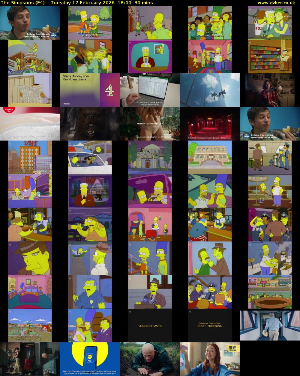 The Simpsons (E4) Tuesday 17 February 2026 18:00 - 18:30
