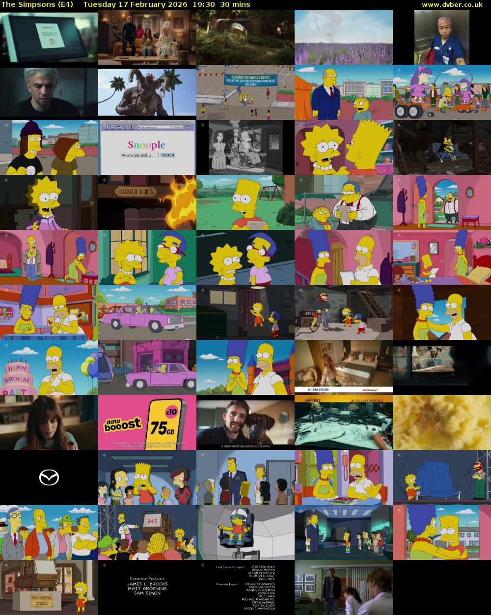 The Simpsons (E4) Tuesday 17 February 2026 19:30 - 20:00