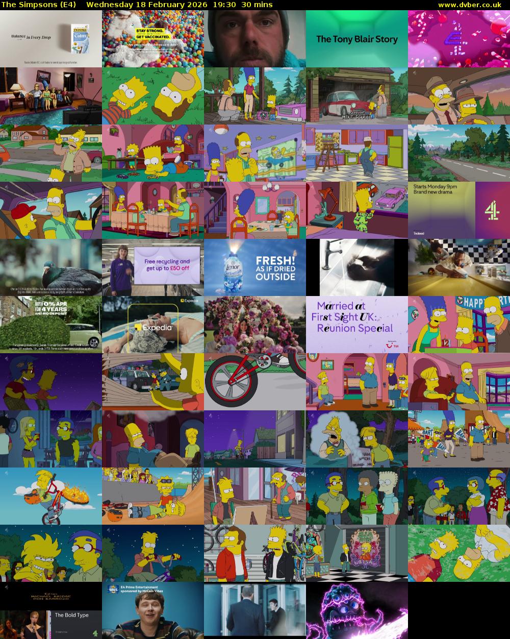 The Simpsons (E4) Wednesday 18 February 2026 19:30 - 20:00