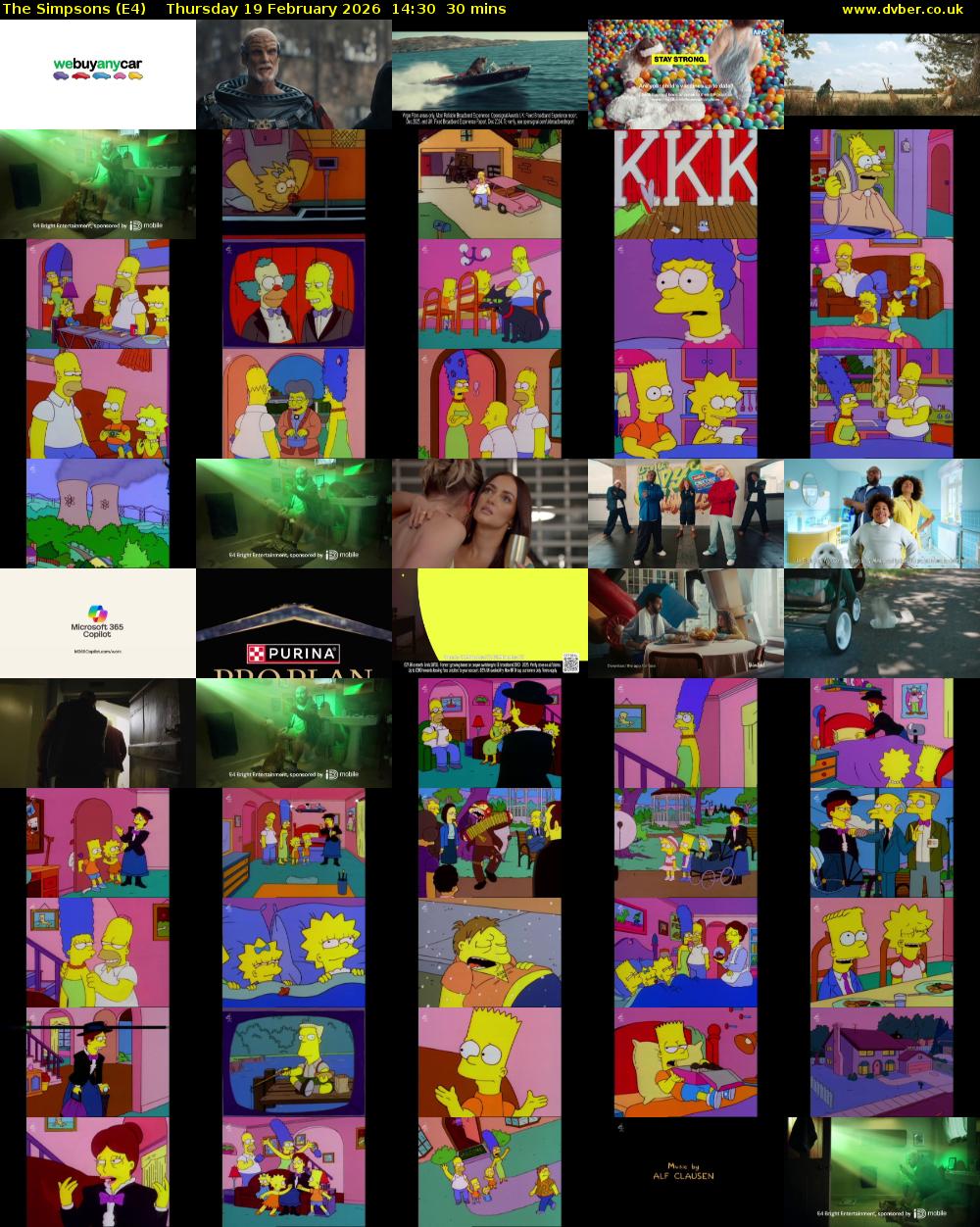 The Simpsons (E4) Thursday 19 February 2026 14:30 - 15:00
