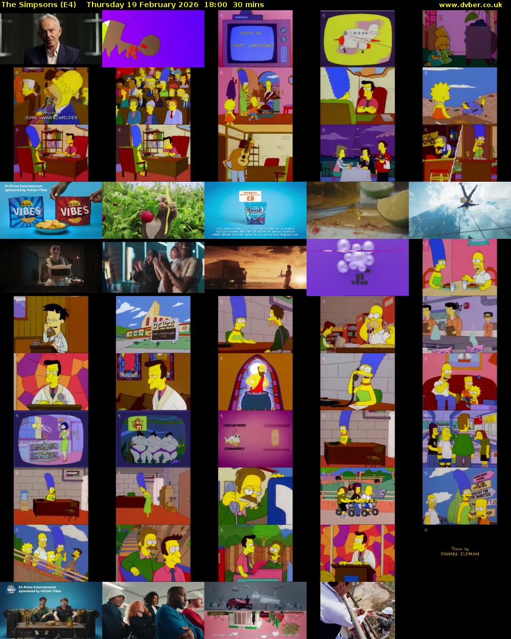 The Simpsons (E4) Thursday 19 February 2026 18:00 - 18:30