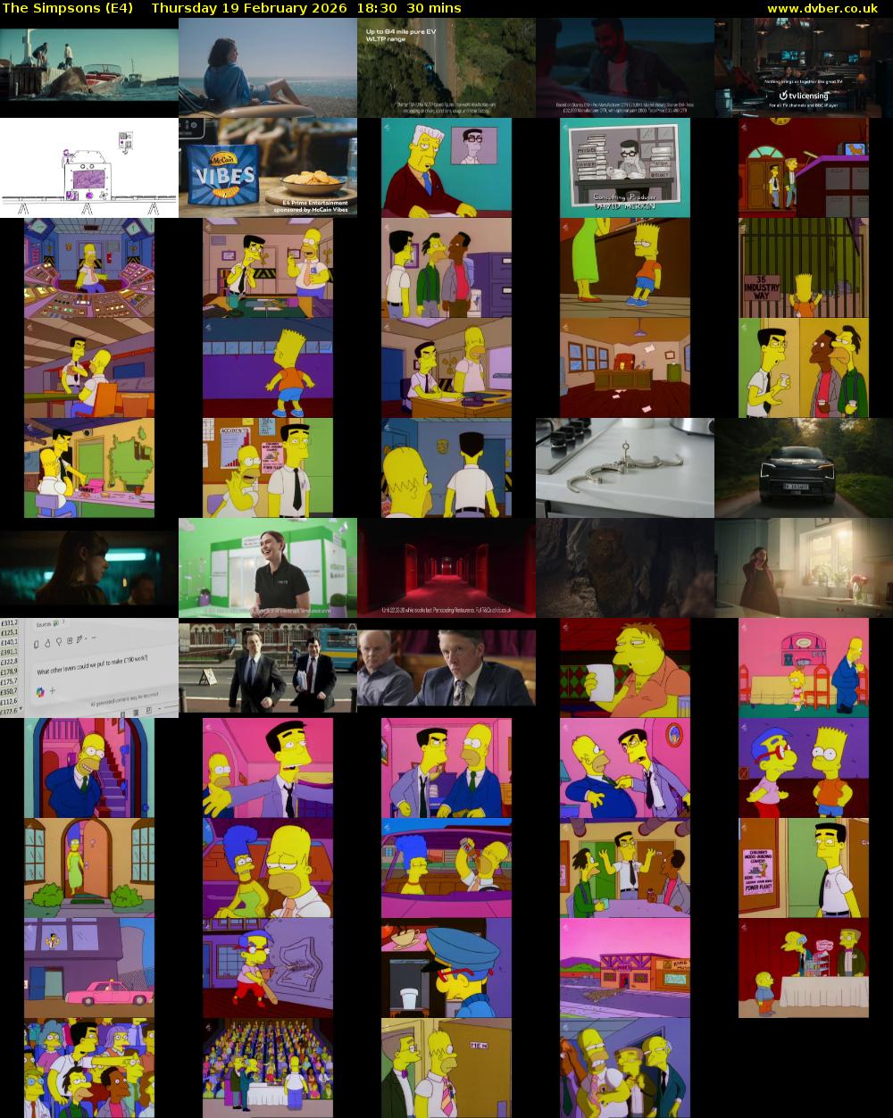 The Simpsons (E4) Thursday 19 February 2026 18:30 - 19:00