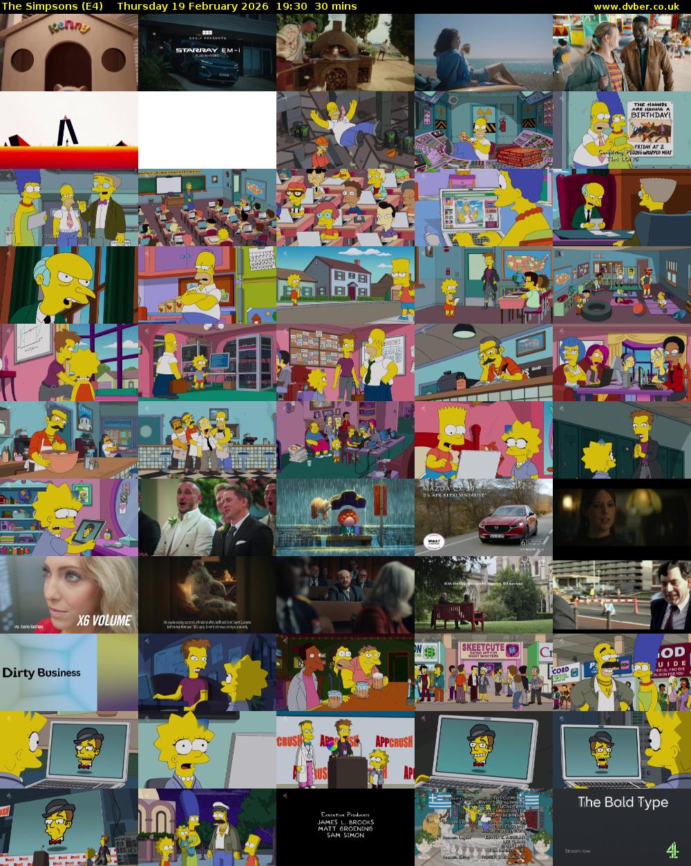 The Simpsons (E4) Thursday 19 February 2026 19:30 - 20:00