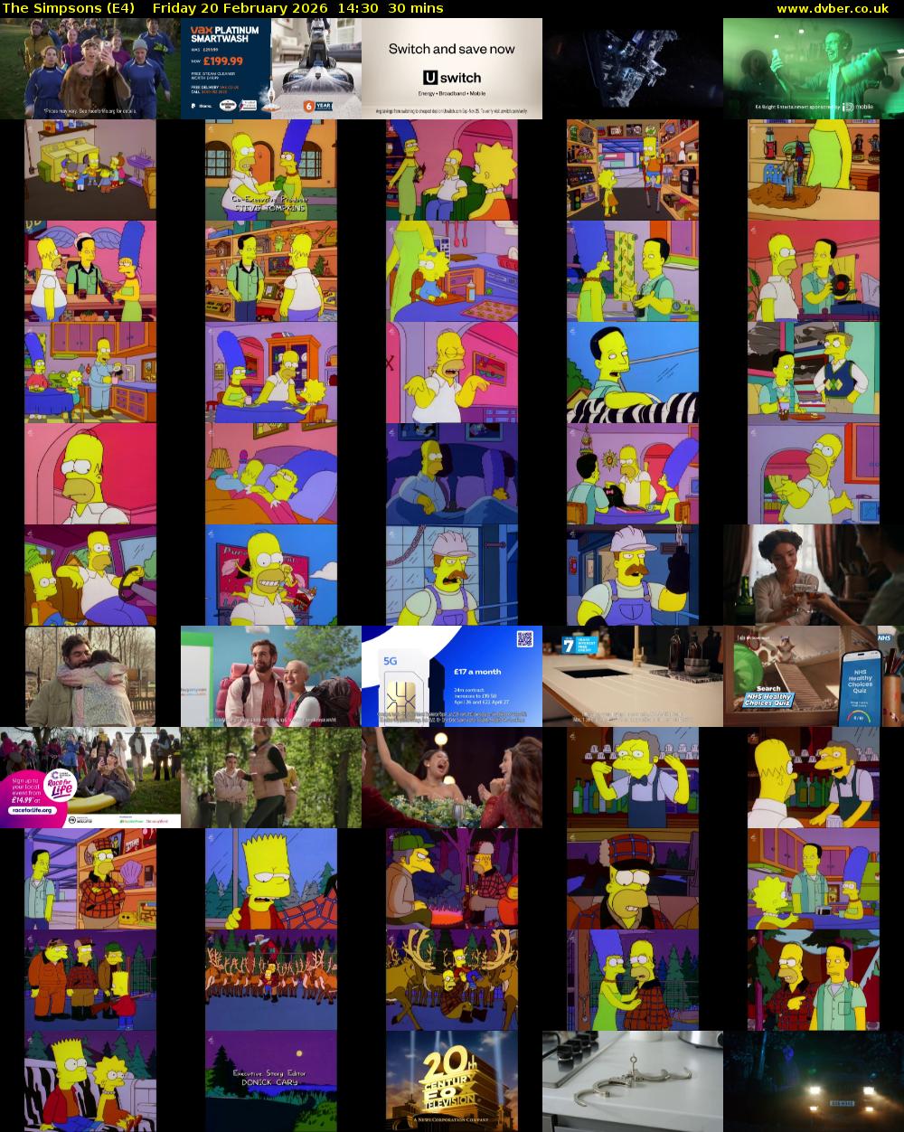 The Simpsons (E4) Friday 20 February 2026 14:30 - 15:00