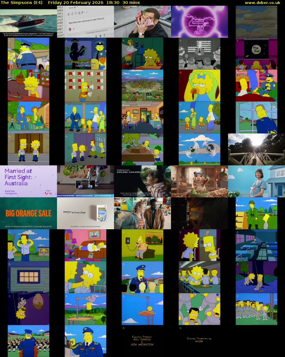 The Simpsons (E4) Friday 20 February 2026 18:30 - 19:00