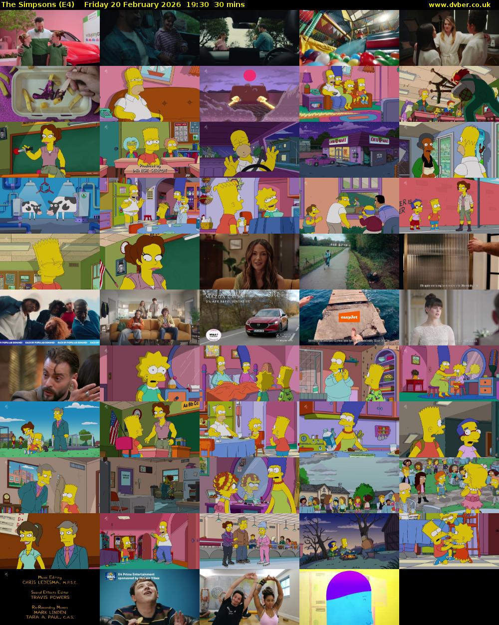 The Simpsons (E4) Friday 20 February 2026 19:30 - 20:00