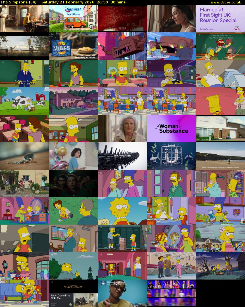 The Simpsons (E4) Saturday 21 February 2026 20:30 - 21:00
