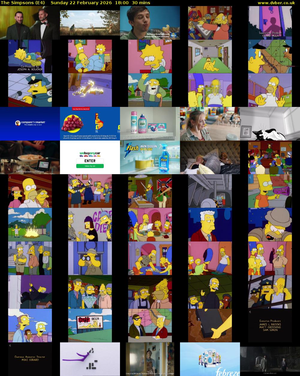 The Simpsons (E4) Sunday 22 February 2026 18:00 - 18:30