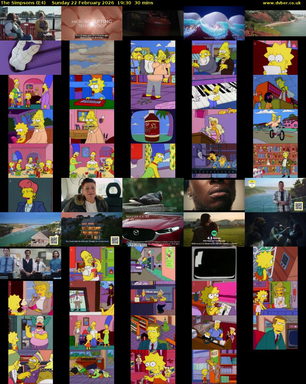 The Simpsons (E4) Sunday 22 February 2026 19:30 - 20:00