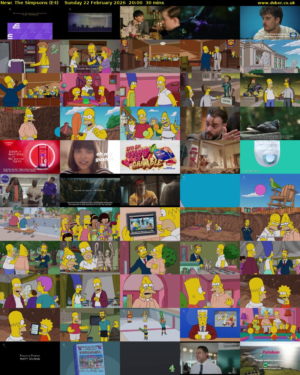 The Simpsons (E4) Sunday 22 February 2026 20:00 - 20:30