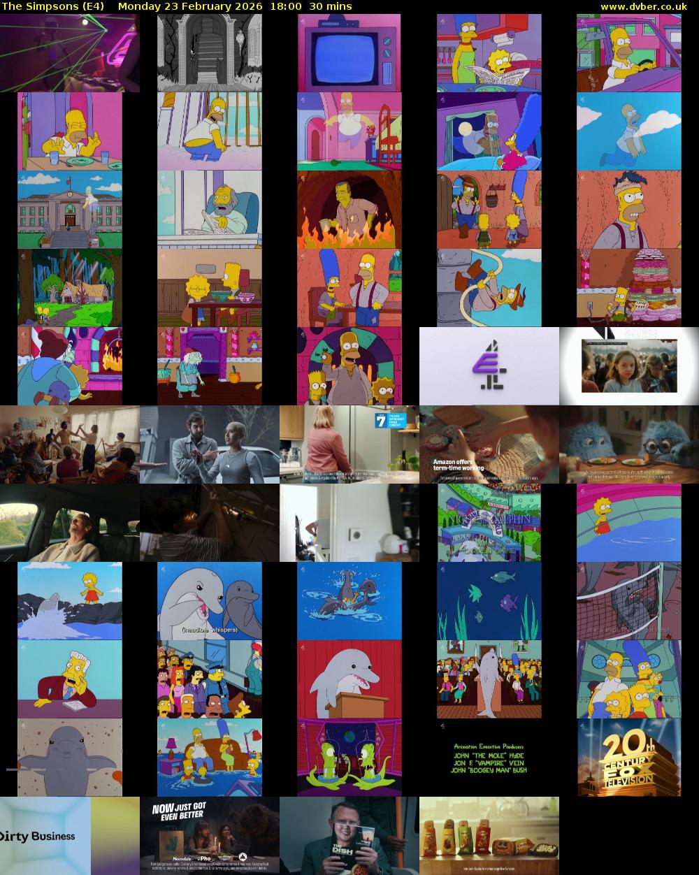 The Simpsons (E4) Monday 23 February 2026 18:00 - 18:30