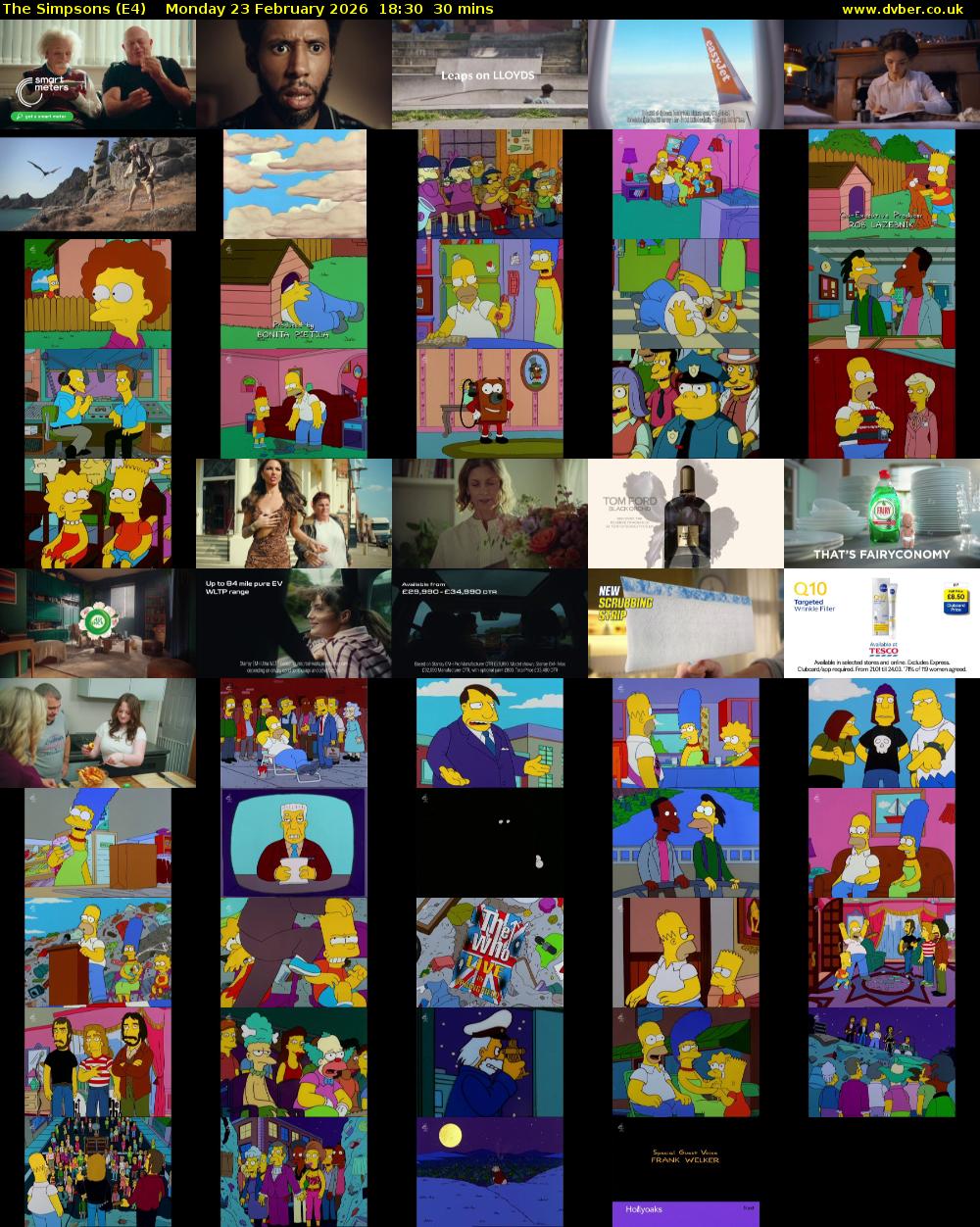 The Simpsons (E4) Monday 23 February 2026 18:30 - 19:00
