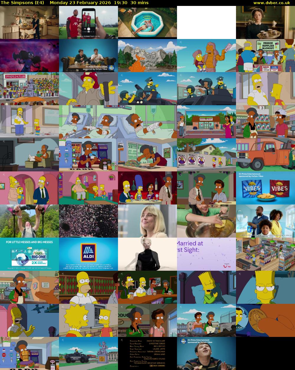 The Simpsons (E4) Monday 23 February 2026 19:30 - 20:00
