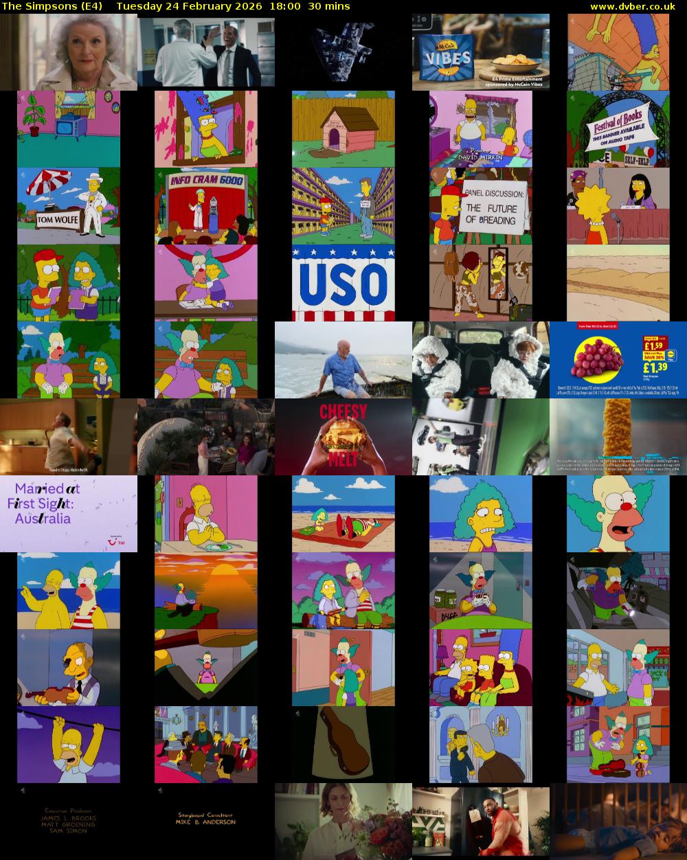 The Simpsons (E4) Tuesday 24 February 2026 18:00 - 18:30