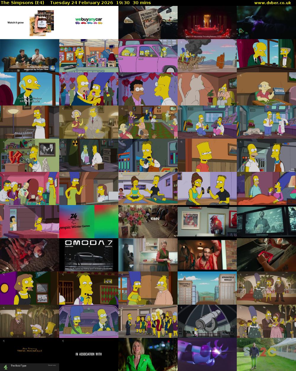 The Simpsons (E4) Tuesday 24 February 2026 19:30 - 20:00