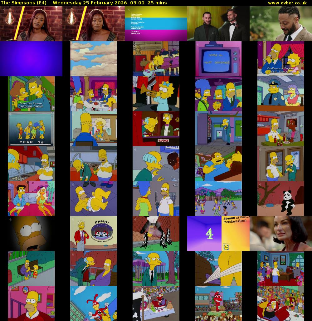 The Simpsons (E4) Wednesday 25 February 2026 03:00 - 03:25