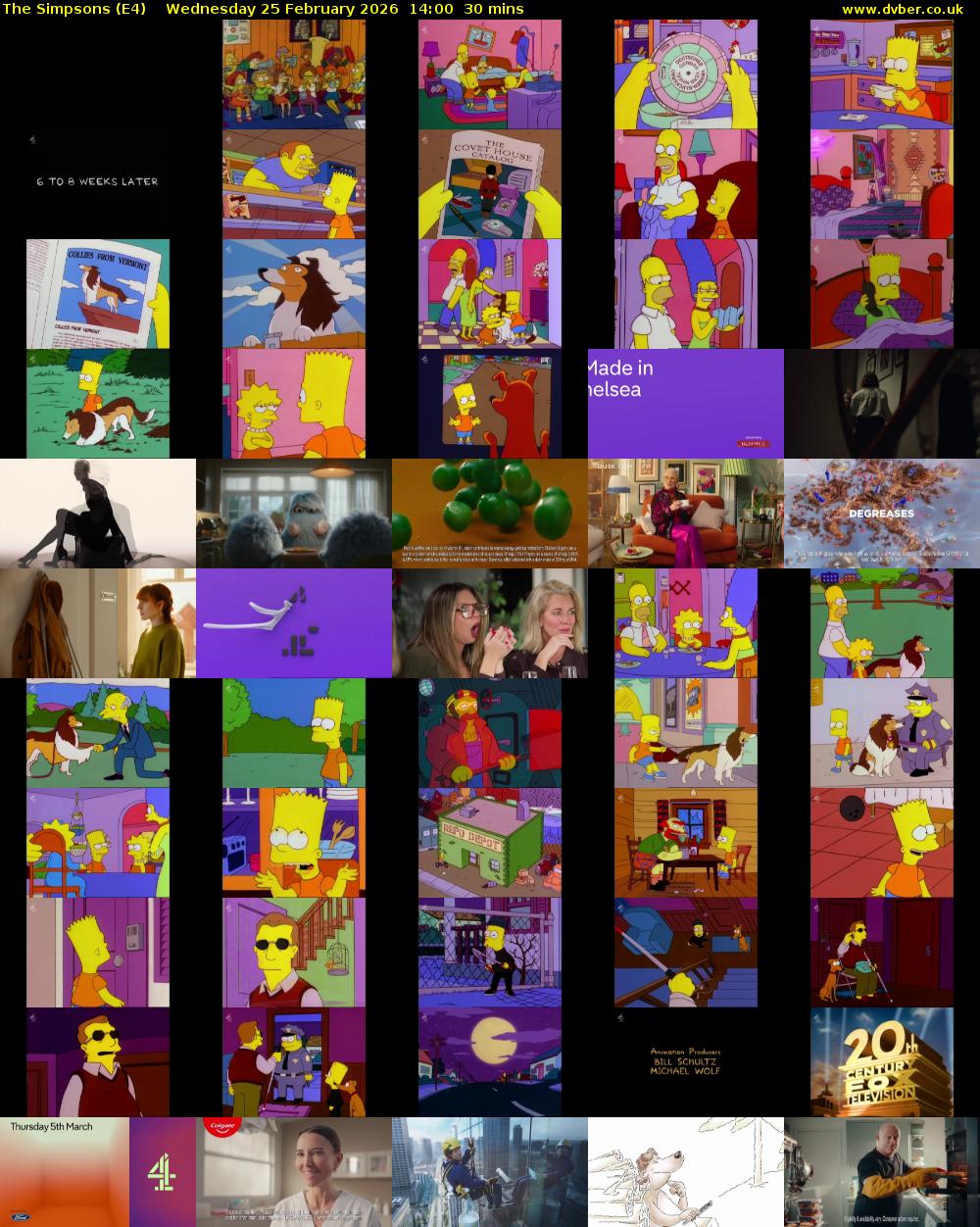 The Simpsons (E4) Wednesday 25 February 2026 14:00 - 14:30