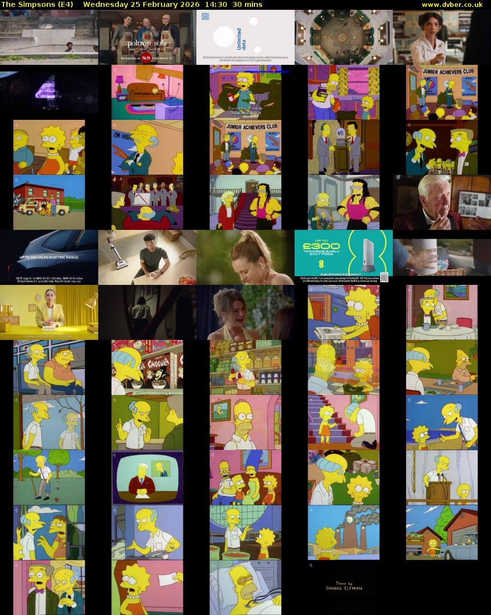 The Simpsons (E4) Wednesday 25 February 2026 14:30 - 15:00