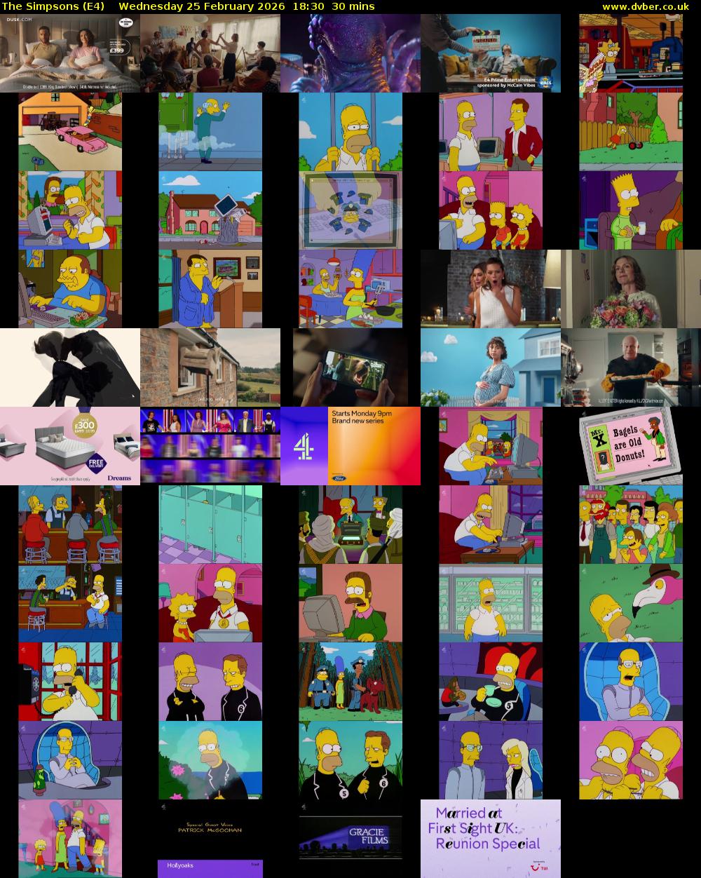 The Simpsons (E4) Wednesday 25 February 2026 18:30 - 19:00