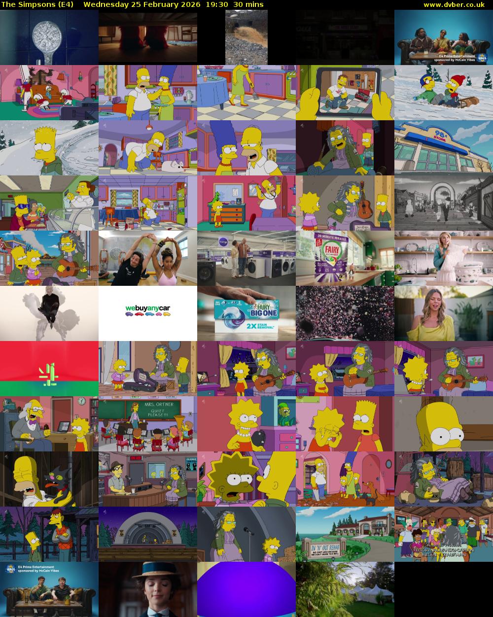 The Simpsons (E4) Wednesday 25 February 2026 19:30 - 20:00